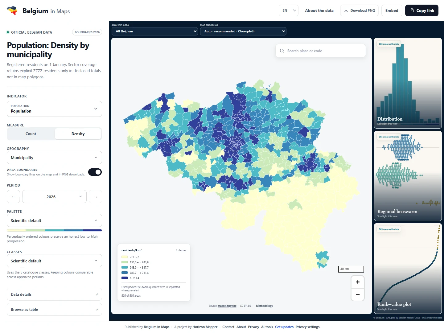 Belgium in Maps website interface